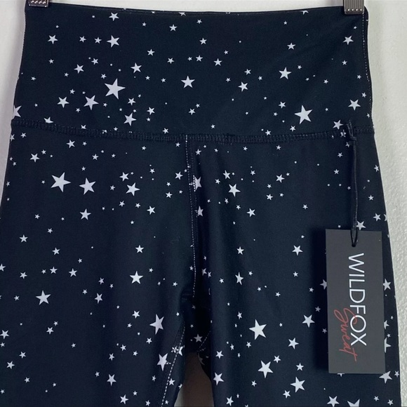 Wildfox Women's High Waist/Rise Black White Scattered Stars Printed 7/8 Leggings - Picture 10 of 13